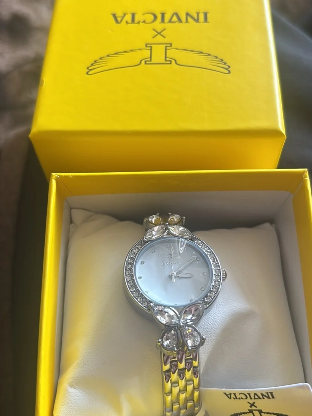 Invicta Silver-Tone Women's Crystal Accent Bracelet Watch